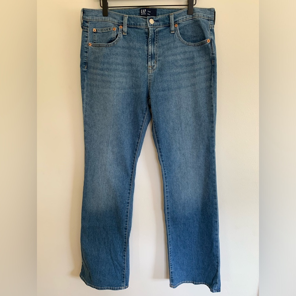 GAP Denim Perfect Boot Cut Jeans Medium Wash Blue Faded Size 12
